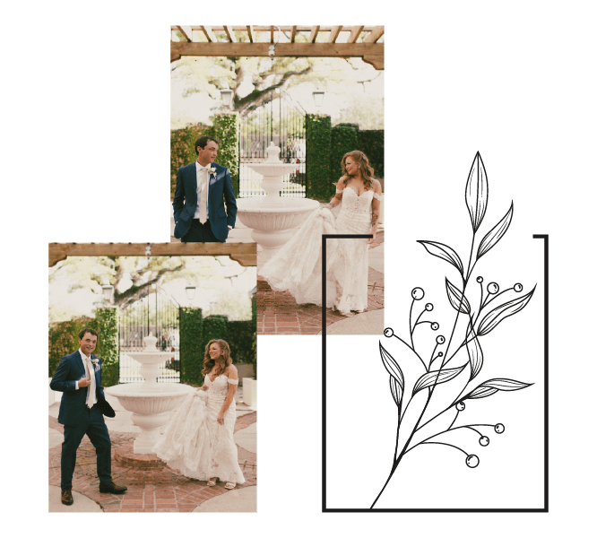 Courtyard on Dauphin, wedding couple collage