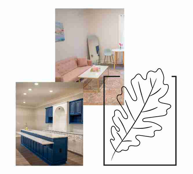 internal rooms, collage Oak & Fountain